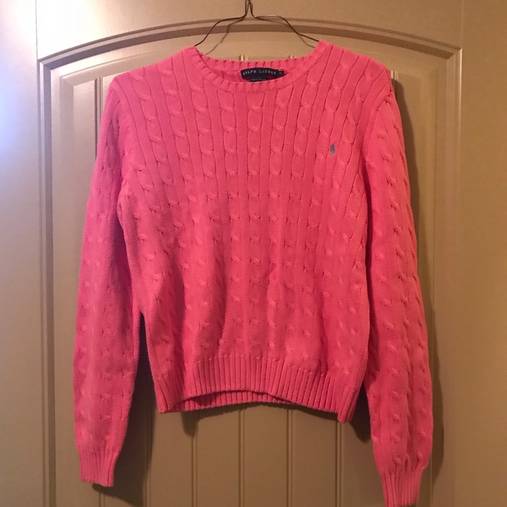 Ralph Lauren Polo Pink Cable Knit Sweater XL